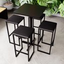 Ver imagem 1 de Conjunto Mesa Alta Bar Bistrô Quadrada Preta 4 Bancos Estofado Industrial Black Don Castro Decor Ind