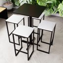 Ver imagem 4 de Conjunto Mesa Alta Bar Bistrô Quadrada Preta 4 Bancos Estofado Industrial Black Don Castro Decor Ind