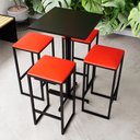 Ver imagem 2 de Conjunto Mesa Alta Bar Bistrô Quadrada Preta 4 Bancos Estofado Industrial Black Don Castro Decor Ind