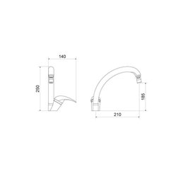 Monocomando Balcão Para Cozinha 7001 C 55 AA BL Meber Metais - 3