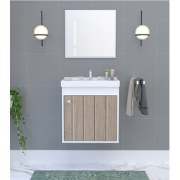 Kit Gabinete Banheiro Armario Cuba Pia com Espelheira - Veneto - 2
