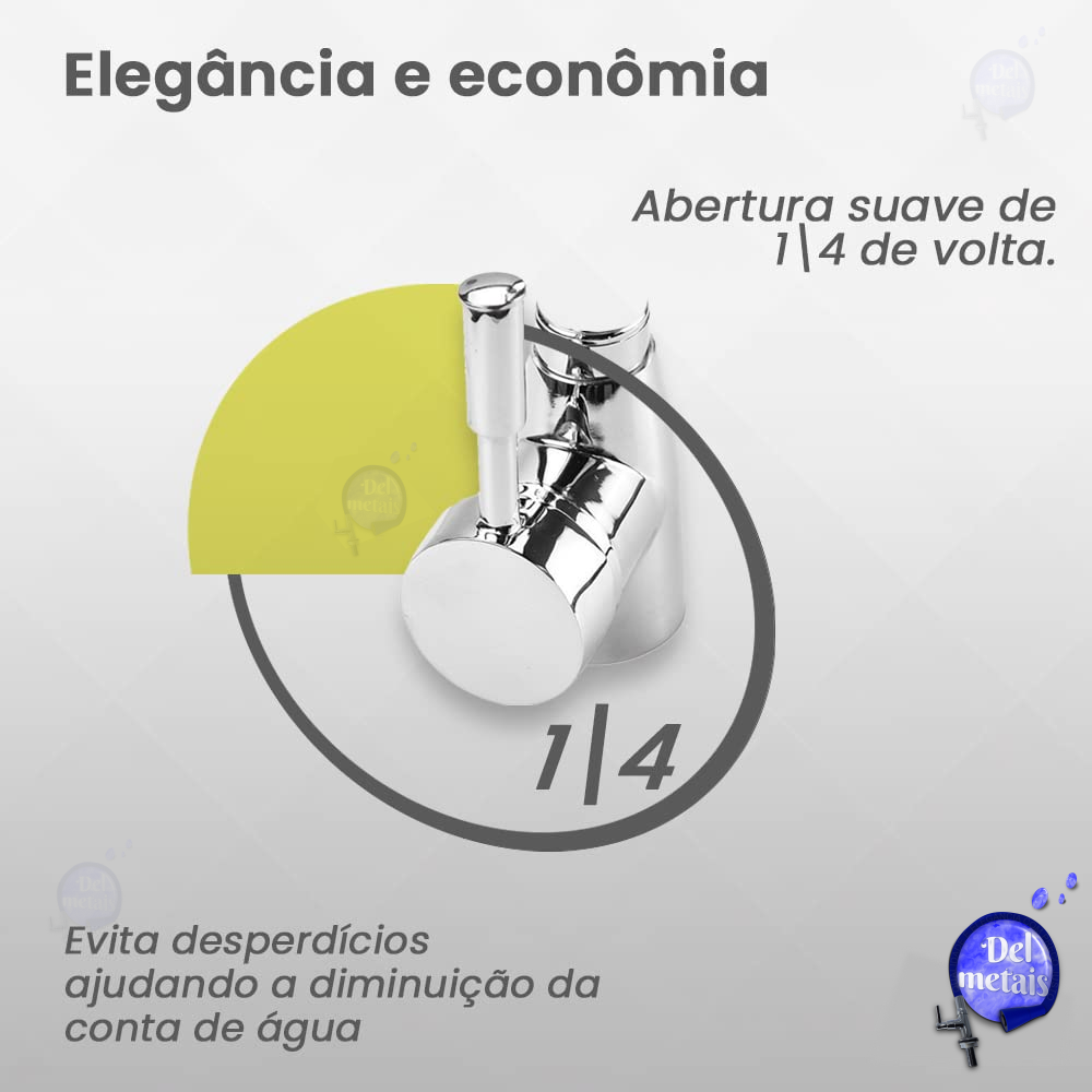 Torneira Lavatório Banheiro Quadrada Bica Móvel Metal 1/4v Del Metais Gourmet - 6