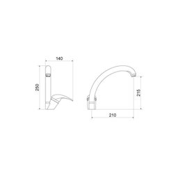 Misturador Monocomando para Cozinha Balcão 7001 C 55 Meber Metais - 2