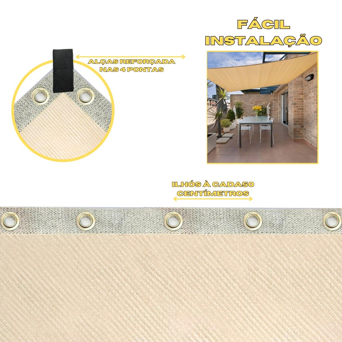 Sombrite 80% Permeavel Bege 6x1 Bainha e Ilhós - 5