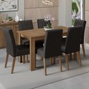 Ver imagem 1 de Conjunto Sala de Jantar Mesa Tampo de Madeira 6 Cadeiras Allegro Madesa
