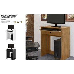Mesa para Pc ou Notbook com Gaveta Larissa Cor Branco - Comprar Moveis em Casa - 3