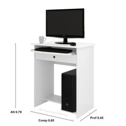 Mesa para Pc ou Notbook com Gaveta Larissa Cor Branco - Comprar Moveis em Casa - 1