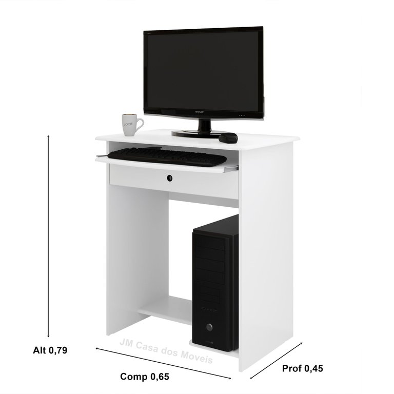 Mesa para Pc ou Notbook com Gaveta Larissa Cor Branco - Comprar Moveis em Casa