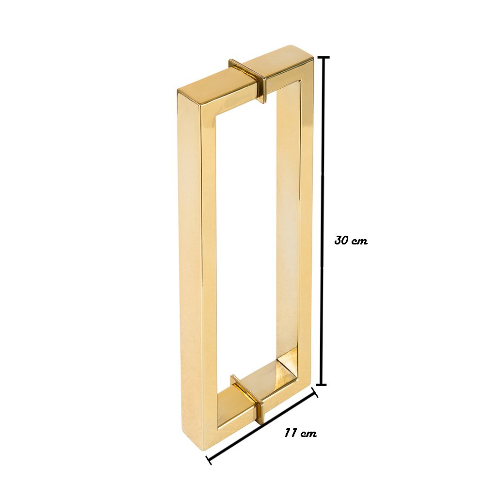 Puxador Duplo para Box Banheiro 30cm em Aço Inox Dourado Brilhante Stainless - 3