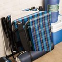 Ver imagem 2 de Cadeira de Praia Varanda Xadrez em Aço 110 Kg Cores Mor Cor:azul Azul