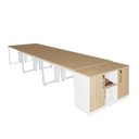 Ver imagem 6 de Plataforma para Escritório com Armário 2 Portas MDP Macadâmia com Branco F5 Office para 6 Pessoas