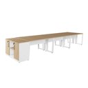 Ver imagem 7 de Plataforma para Escritório com Armário 2 Portas MDP Macadâmia com Branco F5 Office para 6 Pessoas