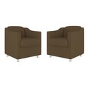Ver imagem 1 de Kit 02 Cadeiras Poltronas Decorativas Recepção Clinica Suede Cor:Marrom