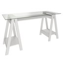 Ver mais imagens de Mesa Escrivaninha 150cm Cris Tampo Vidro e Gaveteiro 3 Gavetas Nil A06 Branco - Mpozenato