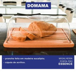 Migalheira de Madeira com Tampa Acrílica 36x25cm Suporte Porta Pão Essence - 4
