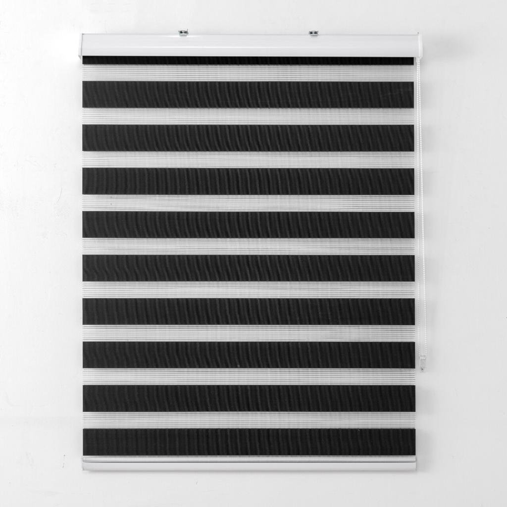 Persiana Rolo Duplo Bandô Sunny Preto 160 (L) x 220 (A) Cortina Zebra