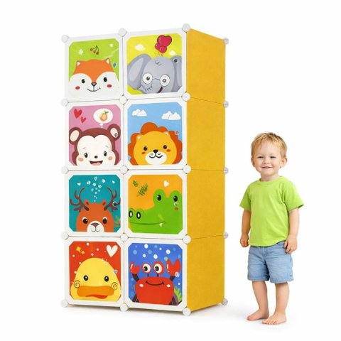 Armario Infantil Guarda Roupas Portatil Organizador Brinquedos Compacto 8 Portas Modular