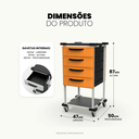 Ver imagem 2 de Carrinho Auxiliar Organizador Multiuso com 4 Gavetas e Rodinhas com Freio, Tampo em Psai - Mad.U Two