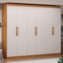 Ver imagem 1 de Guarda Roupa 255cm C/ 6 Portas Provençal 3 Gavetas 100% Mdf Cor:cinamomo com Branco