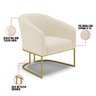 Kit 02 Poltronas Stella Linho Bege A19 Base Industrial Dourada - D'rossi Drossi - 6