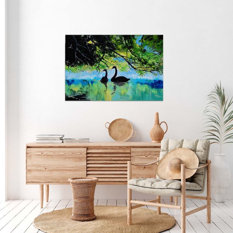 Quadro Decorativo Tela Canvas Animais Lago Dos Cisneis - 150x100 Cm - 4