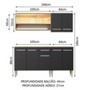 Ver imagem 3 de Armário de Cozinha Emilly com Balcão e Aéreo Vidro Preto