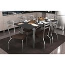 Ver imagem 1 de Conjunto: Mesa Sala Jantar Elba Tampo Madeirado C/ Vidro 160cm e 6 Cadeiras Portugal Cromada/preto