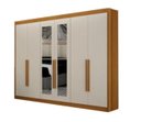 Ver imagem 2 de Guarda Roupa Casal com Espelho 100% MDF 6 Portas 6 Gavetas 276cm Diamante Gold Cinamomo/Off White - Leifer