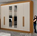 Ver imagem 4 de Guarda Roupa Casal com Espelho 100% MDF 6 Portas 6 Gavetas 276cm Diamante Gold Cinamomo/Off White - Leifer