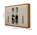 Ver imagem 3 de Guarda Roupa Casal com Espelho 100% MDF 6 Portas 6 Gavetas 276cm Diamante Gold Cinamomo/Off White - Leifer