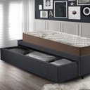 Ver imagem 6 de Base Box Cama Solteirão Sapateira Linho Cinza e Colchão Relax Adorabile Ecoflex 96x203