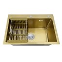 Ver imagem 2 de Cuba de Inox Gourmet Dourada Quadrada Cozinha com Acessórios