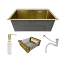 Ver imagem 3 de Cuba de Inox Gourmet Dourada Quadrada Cozinha com Acessórios