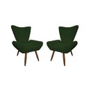 Ver imagem 1 de Kit 2 Poltronas Decorativa Emilia Suede Verde Pés Madeira Mz Decor
