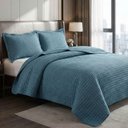 Ver imagem 3 de Kit Cobre Leito Colcha Claire King 3 Peças Micropercal 300 Fios Bordado - Azul - 100% Poliéster