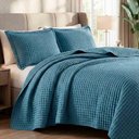 Ver imagem 1 de Kit Cobre Leito Colcha Claire King 3 Peças Micropercal 300 Fios Bordado - Azul - 100% Poliéster