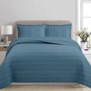 Ver imagem 2 de Kit Cobre Leito Colcha Claire King 3 Peças Micropercal 300 Fios Bordado - Azul - 100% Poliéster