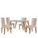 Ver imagem 3 de Mesa de Jantar Copper 120cm Tampo Mdf 4 Cadeiras Moderna Veludo Creme /off /naturale /serig Off