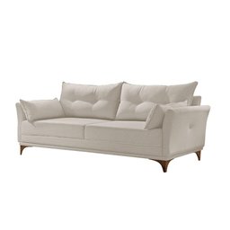 Sofá 3 Lugares Living M-97 Veludo Martins Creme - 1