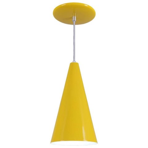 Pendente Cone Luminária Lustre Alumínio Amarelo