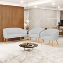 Ver mais imagens de Kit 1 Namoradeira E 2 Poltronas Base Madeira A05 Cinza