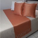 Ver imagem 2 de Peseira Cama King Queen 2,50x0,43 Marrom 2 Capas de Almofada Jacquard 40x40