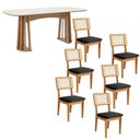 Ver imagem 4 de Mesa de Jantar Retangular 180cm com 6 Cadeiras 100% Mdf Cor:off White com Freijó e Courino Preto