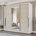 Ver imagem 1 de Guarda-roupa Casal Lisboa 3 Portas 4 Gavetas com Espelho Branco/creme - Politorno