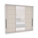 Ver imagem 2 de Guarda-roupa Casal Lisboa 3 Portas 4 Gavetas com Espelho Branco/creme - Politorno