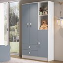 Ver imagem 2 de Guarda-Roupa Infantil 3 Portas 2 Gavetas Puxador de Urso Tedy Branco/Azul - Percasa