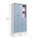 Ver imagem 4 de Guarda-Roupa Infantil 3 Portas 2 Gavetas Puxador de Urso Tedy Branco/Azul - Percasa