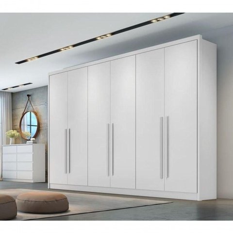Guarda Roupa Casal 100% Mdf 6 Portas 6 Gavetas - Livorno-branco - Móveis Novo Horizonte
