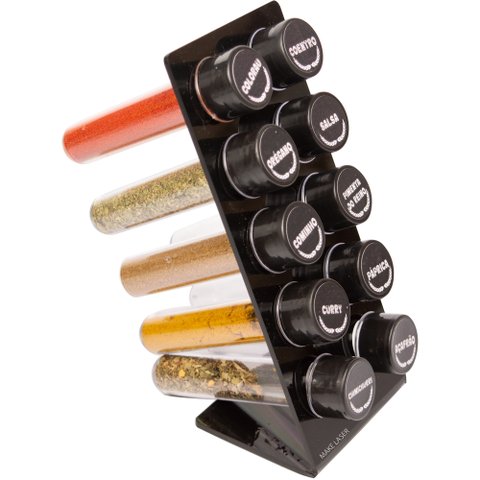Porta Temperos Porta Condimentos com 10 un em Acrílico Make Laser PTAC