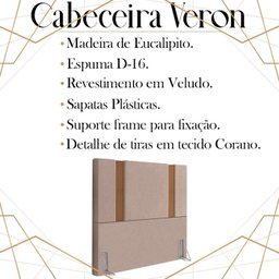 Cabeceira Solteiro 88 cm Veron Veludo Rose Soon - 3